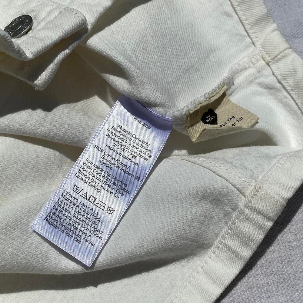 Madewell White Cropped V-Neck Button Front Top - Picture 6 of 7